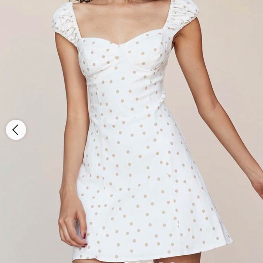 LPA Polka Dot Fit & Flare in Tan & White